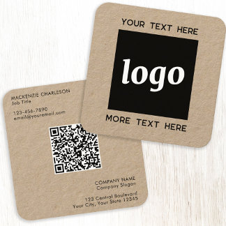 Enkel Logotyp och Text QR-kod Kraft Fyrkantigt Visitkort