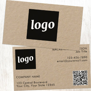 Enkel Logotyp och Text QR-kod Kraft Visitkort