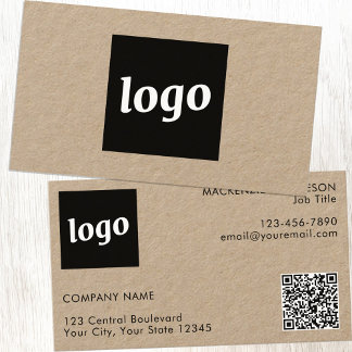 Enkel Logotyp och Text QR-kod Kraft Visitkort