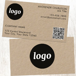 Enkel logotyp och text QR-kod Kraft Visitkort