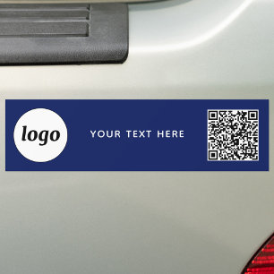 Enkel Logotyp och text, QR-kod, marin blå Bildekal