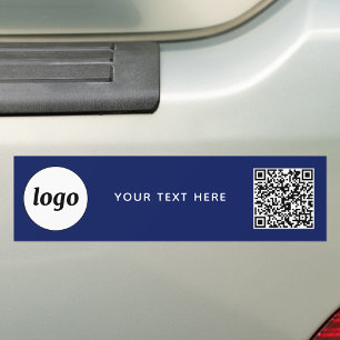 Enkel Logotyp och text, QR-kod, marin blå Bildekal