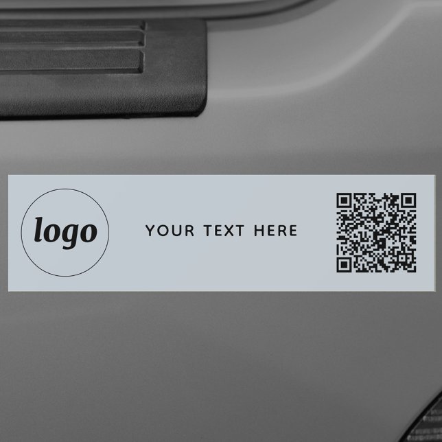 Enkel Logotyp och text, QR-kod - marknadsföring Bildekal (Powder blue logo with QR code and custom text promotional business car sticker)
