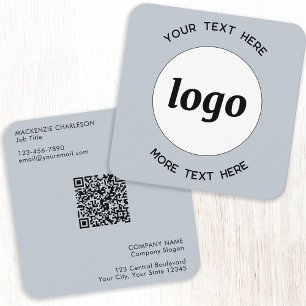 Enkel Logotyp och text QR-kod Pulver Blue Fyrkantigt Visitkort
