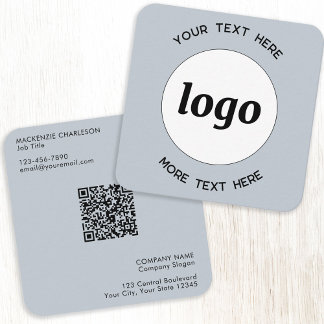 Enkel Logotyp och text QR-kod Pulver Blue Fyrkantigt Visitkort