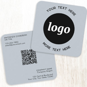 Enkel Logotyp och text QR-kod Pulver Blue Fyrkantigt Visitkort