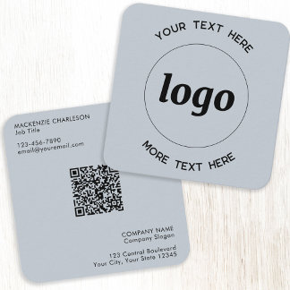 Enkel Logotyp och text QR-kod Pulver Blue Fyrkantigt Visitkort
