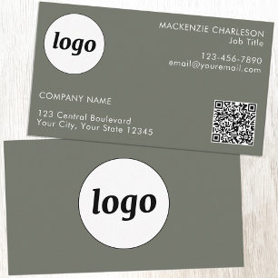 Enkel Logotyp och Text QR-kod Sagegrön Visitkort