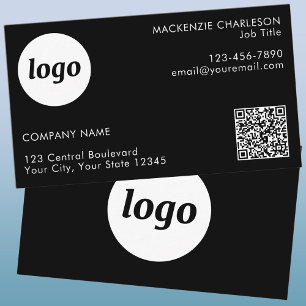 Enkel Logotyp och Text QR-kod Svart Visitkort