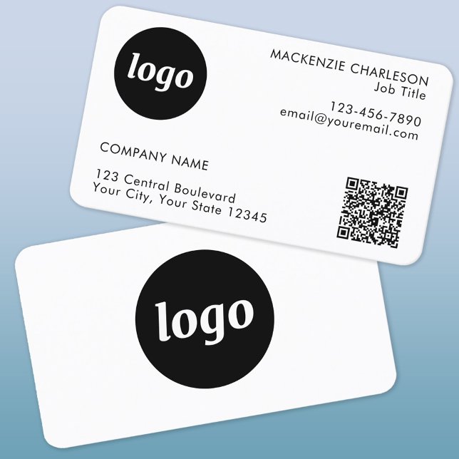 Enkel logotyp och text QR-kod Visitkort (Logo QR card with custom text business cards)