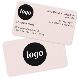 Enkel logotyp och text rosé visitkort