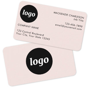 Enkel logotyp och text rosé visitkort