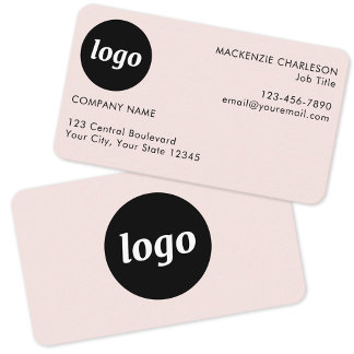 Enkel logotyp och text rosé visitkort