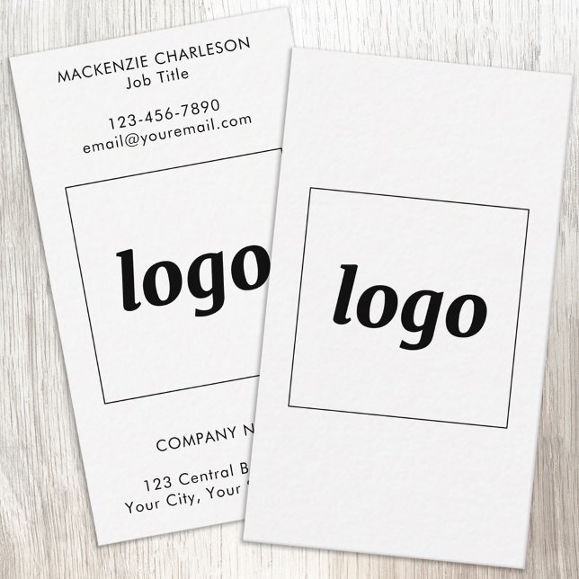 Enkel logotyp och text vertikal visitkort (Simple logo with custom text business branding promotional business cards)