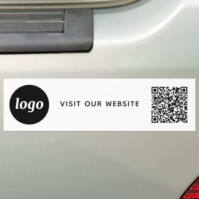 Enkel logotyp och textaffärs QR-kod för marknadsfö Bildekal (Logo QR code custom text business promotional car bumper sticker)