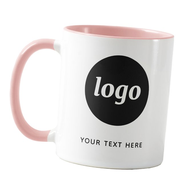 Enkel Logotyp och textklassificering,  Rosa för fö Mugg (Simple logo with custom text business branding promotional blush pink coffee mug)