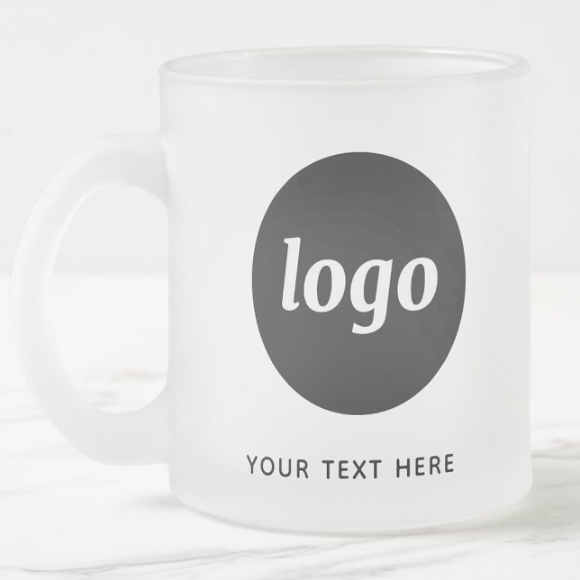 Enkel Logotyp- och textverksamhet Frostad Glasmugg (Logo with text business promotional mug)