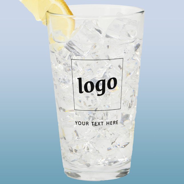 Enkel Logotyp- och textverksamhet Glaskopp (Logo and custom text business promotional drinking glass tumbler)