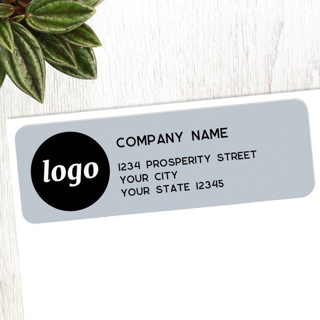 Enkel Logotyp Powder Blue Company Returadress Returadress Etikett (Simple logo with text dusty powder blue business promotional return address label)