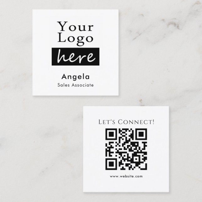 Enkel Logotyp QR-kod AffärsKort Fyrkantigt Visitkort (Fram/baksida)