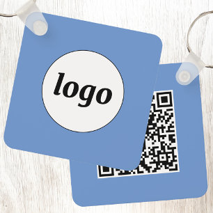 Enkel Logotyp QR-kod, blå affärsverksamhet Nyckelring