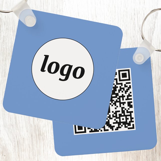 Enkel Logotyp QR-kod, blå affärsverksamhet Nyckelring (Simple logo with QR code promotional business branding key chain)