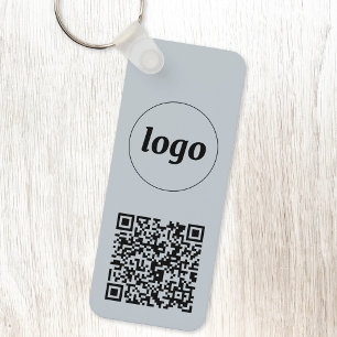 Enkel Logotyp QR-kod - Business Blue Nyckelring