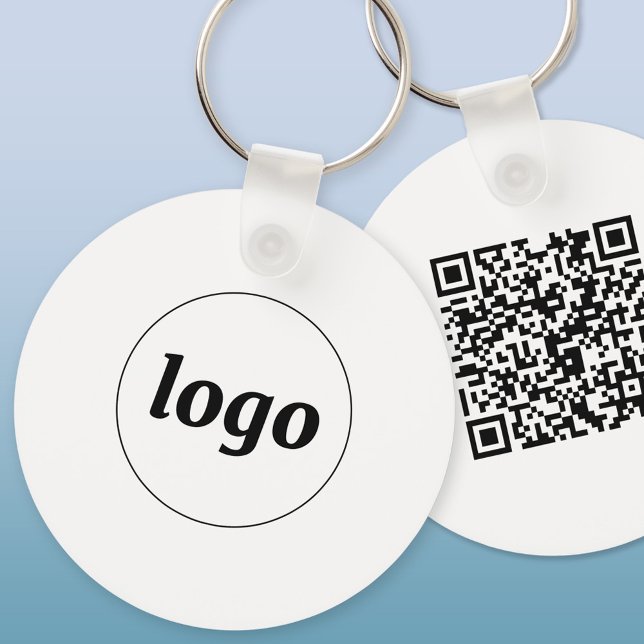 Enkel Logotyp QR-kod för affärsfrämjande Nyckelring (Simple logo with QR code business branding promotional keychain)