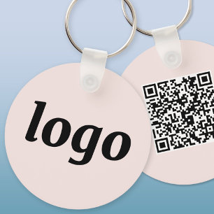 Enkel Logotyp QR-kod Företag Blush Rosa Nyckelring