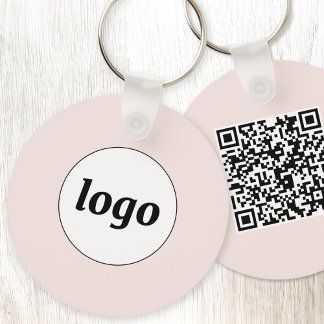 Enkel Logotyp QR-kod Företag Blush Rosa Nyckelring