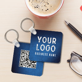 Enkel Logotyp QR-kod Kampanjblå Gradient Nyckelring