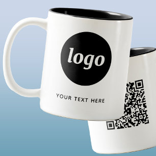 Enkel Logotyp QR-kod och Text Affärsmarknadsföring Två-Tonad Mugg