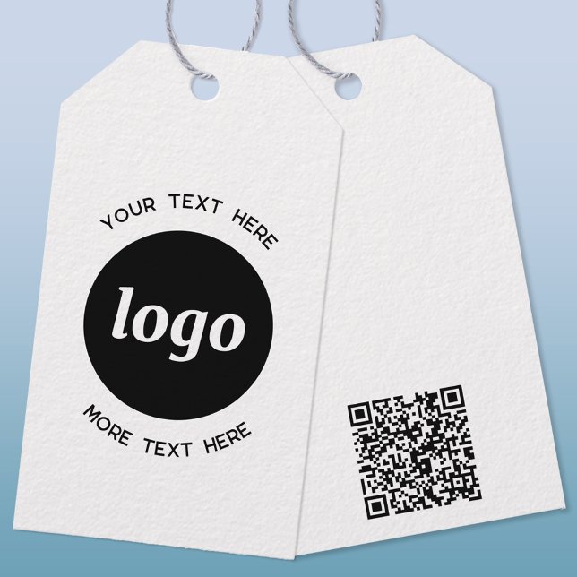 Enkel Logotyp QR-kod Pris eller Presentetikett (Logo and QR code with custom text business promotional gift tag)