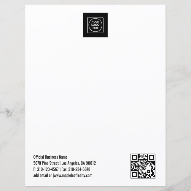 Enkel logotyp QR-kod Professionell brevhuvud (Framsida)
