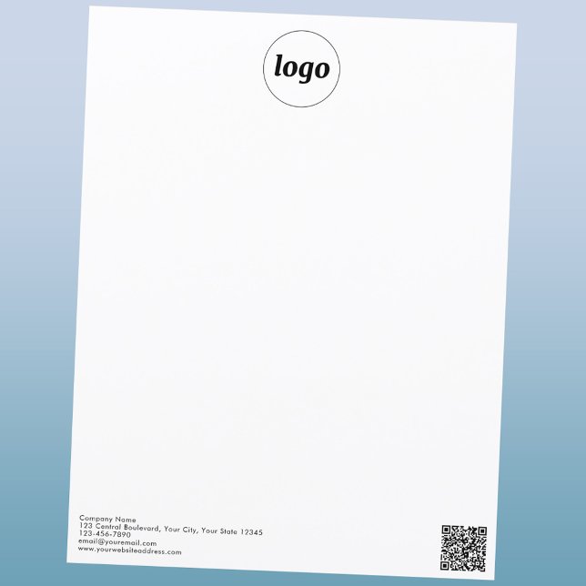 Enkel Logotyp QR-kod Professionell Brevhuvud (Logo QR code and custom text promotional business letterhead paper)