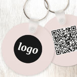 Enkel Logotyp QR-kod  Rosa för företag Nyckelring<br><div class="desc">Lägg till din egen logotyp och QR-kod till denna slående minimalistiska professionell. Underbar för anpassning av anställda eller som en marknadsföringsprodukt för anställda,  kunder och kunder.</div>