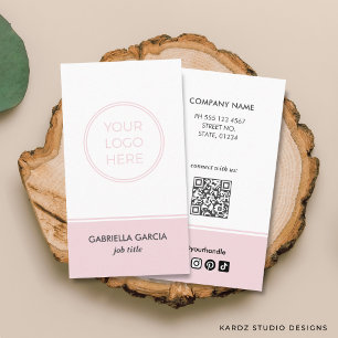 Enkel Logotyp QR-kod Sociala Medier Rosa Visitkort