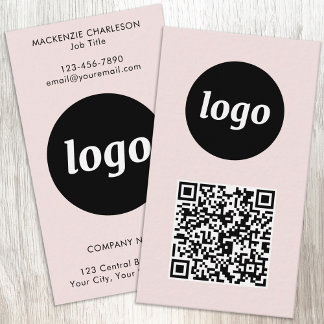 Enkel logotyp QR-kod Vertikal rosenskär Visitkort