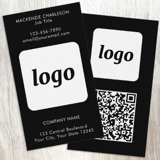 Enkel logotyp QR-kod Vertikal Svart Visitkort