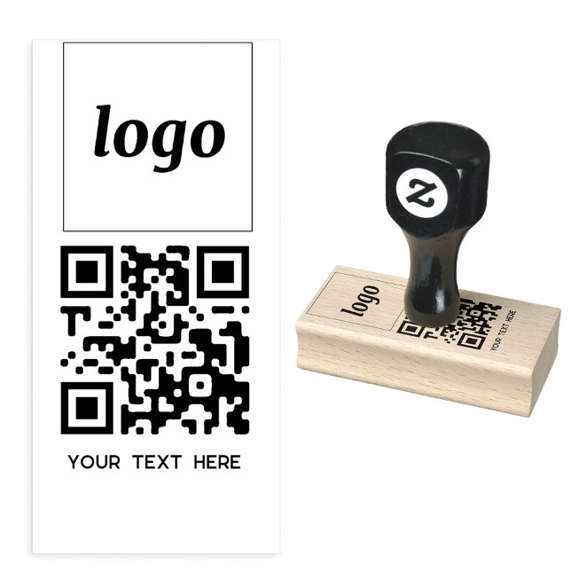 Enkel Logotyp QR-kodtext Business Promotional Stämpel (Simple logo with QR code custom text business branding promotional rubber stamp)