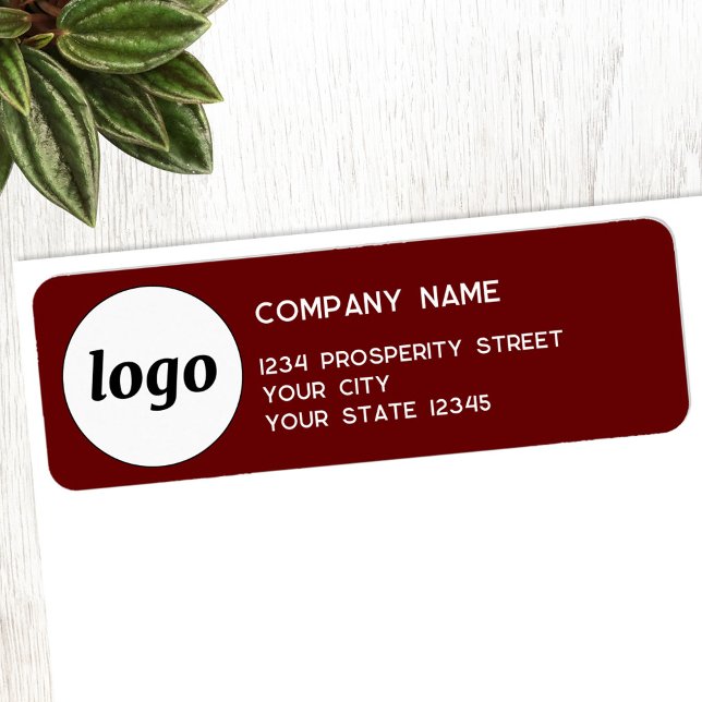 Enkel Logotyp - Returadress - Burgundy Returadress Etikett (Simple logo with custom text business branding promotional burgundy return address label)