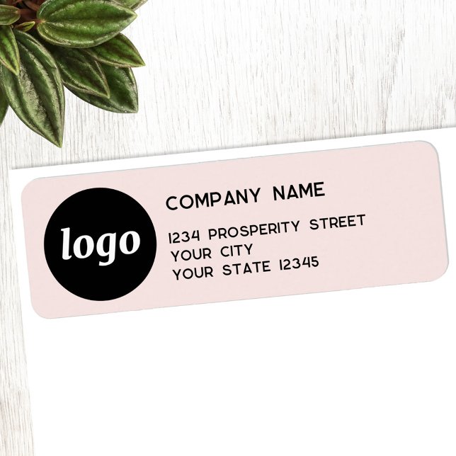 Enkel Logotyp  Rosa Company Returadress Etikett (Logo blush pink promotional business return address label)