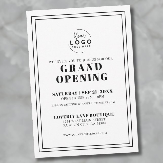 Enkel Logotyp - stor öppning Inbjudningar (Simple Logo Business Grand Opening Invitation)