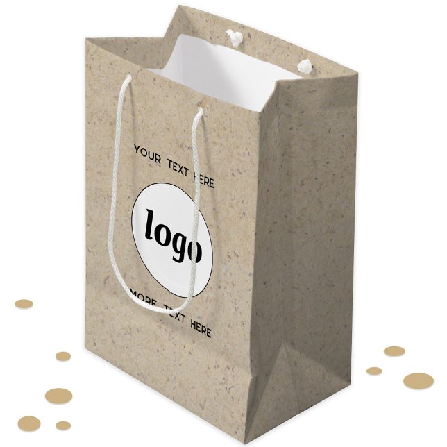 Enkel Logotyp Text Business Branding Brown Papper (Simple logo and custom text promotional business branding gift or product bag)
