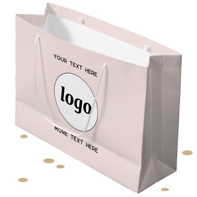 Enkel Logotyp Text Business Branding  Rosa (Simple logo and custom text promotional business branding gift or product bag)
