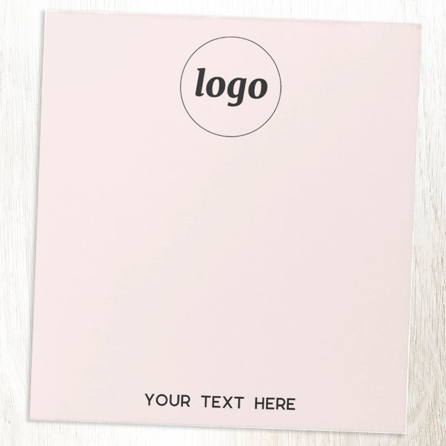 Enkel Logotyp Text Business Promotional  Rosa Anteckningsblock (Logo with custom text business promotional blush pink notepad)