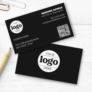 Enkel Logotyp Text och QR-kod svart Visitkort