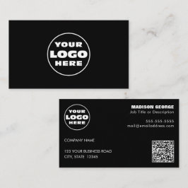 Enkel Logotyp Text och QR-kod svart Visitkort