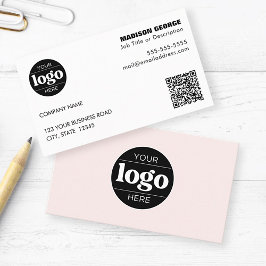 Enkel Logotyp Text och Rosa för QR-kod Visitkort
