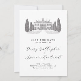 Enkel lokalillustration Elegant bröllop Spara Datumet